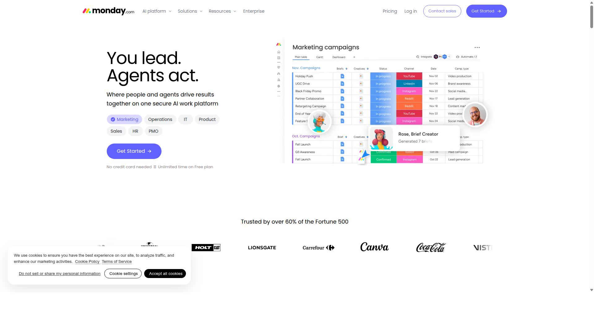 monday.com AI Work Platform website